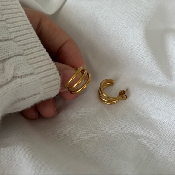 Stainless Steel Gold Earrings - Picture 2 of 2